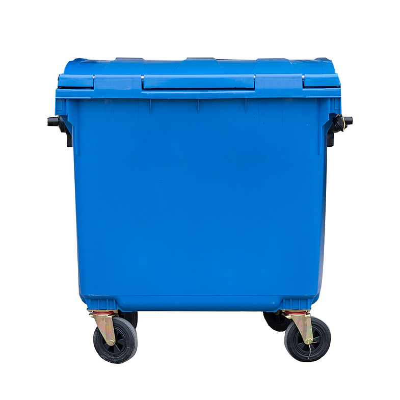 CONTENEDOR DE BASURA AZUL CON RUEDAS 1100 L SOIN 3