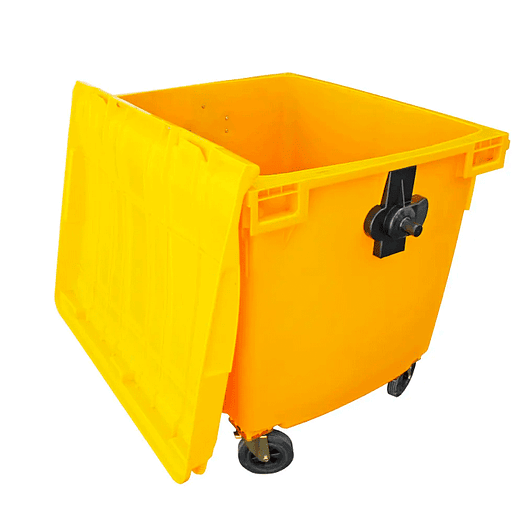 CONTENEDOR DE BASURA AMARILLO CON RUEDAS 1100 L SOIN 3