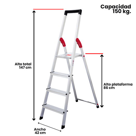 ESCALERA ALUMINIO TIJERA 4 PELDAÑOS MAGNA 2