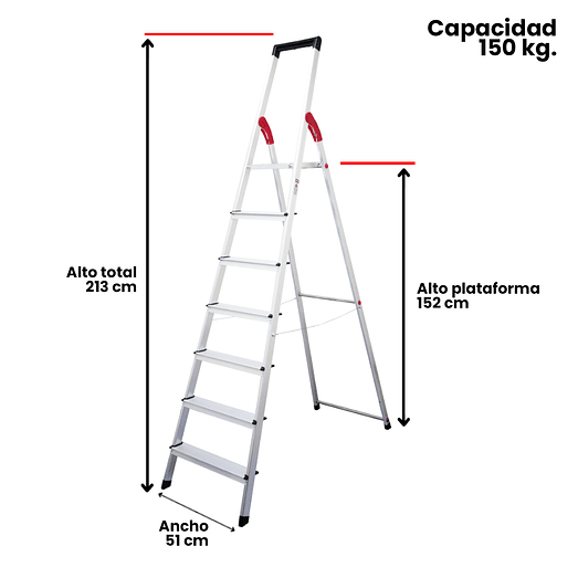 ESCALERA ALUMINIO TIJERA 7 PELDAÑOS MAGNA 2