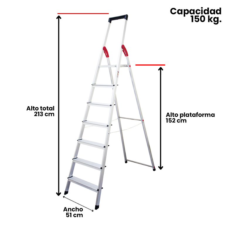 ESCALERA ALUMINIO TIJERA 7 PELDAÑOS MAGNA 2