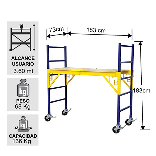 ANDAMIO ACERO MOVIL 1.83 MTS TECNOPLUS 2