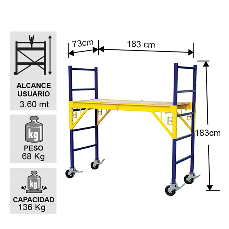 ANDAMIO ACERO MOVIL 1.83 MTS TECNOPLUS 2