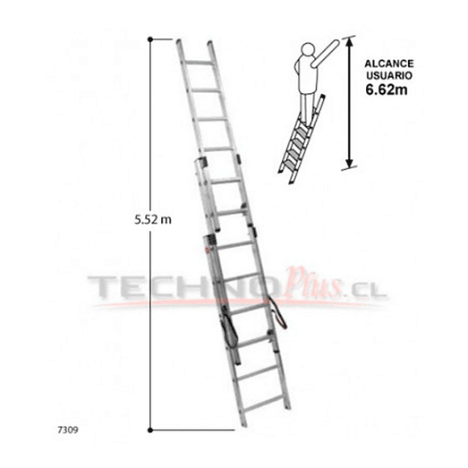 ESCALERA ALUMINIO TIJERA TELESCOPICA 3 X 2.54 M 3