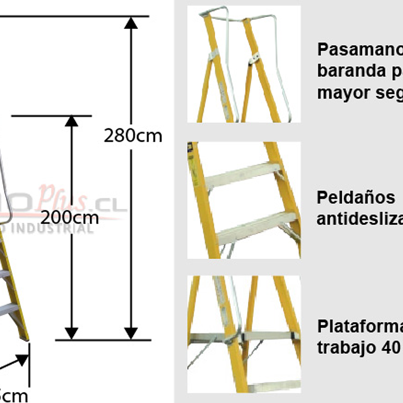 ESCALERA FIBRA VIDRIO PLATAFORMA 7 PELDAÑOS MAGNA 4