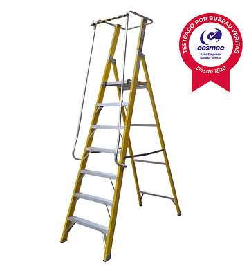 ESCALERA FIBRA VIDRIO PLATAFORMA 7 PELDAÑOS MAGNA