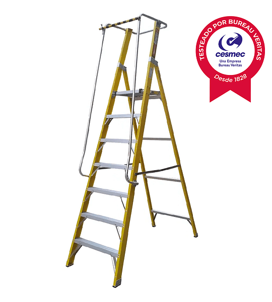 ESCALERA FIBRA VIDRIO PLATAFORMA 7 PELDAÑOS MAGNA