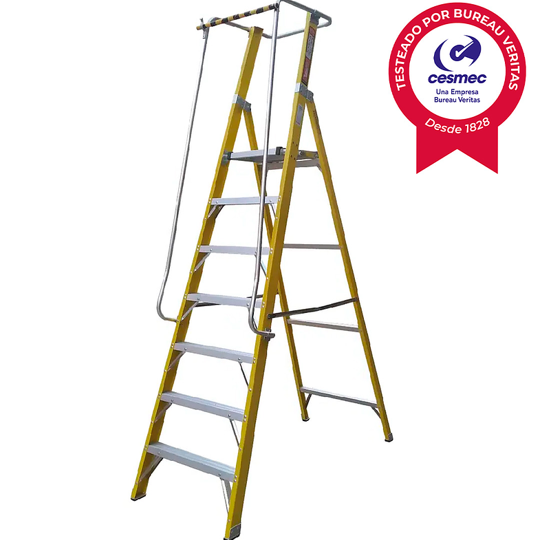 ESCALERA FIBRA VIDRIO PLATAFORMA 7 PELDAÑOS MAGNA 2