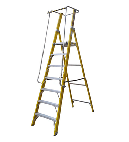 ESCALERA FIBRA VIDRIO PLATAFORMA 7 PELDAÑOS MAGNA