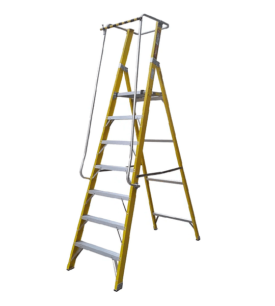 ESCALERA FIBRA VIDRIO PLATAFORMA 7 PELDAÑOS MAGNA