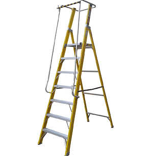 ESCALERA FIBRA VIDRIO PLATAFORMA 7 PELDAÑOS MAGNA