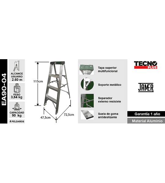 ESCALERA TIJERA ALUMINIO 4 PELDAÑOS
