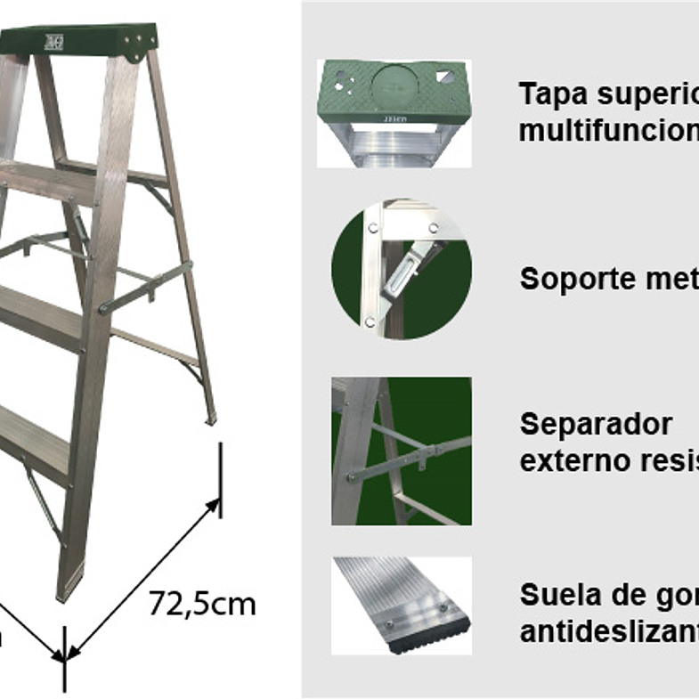 ESCALERA TIJERA ALUMINIO 4 PELDAÑOS 6