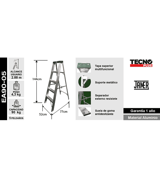 ESCALERA TIJERA ALUMINIO 5 PELDAÑOS