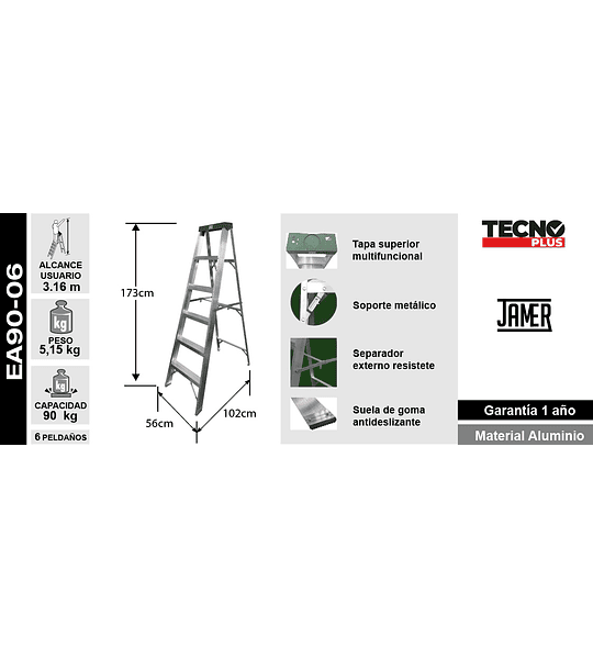 ESCALERA TIJERA ALUMINIO 6 PELDAÑOS