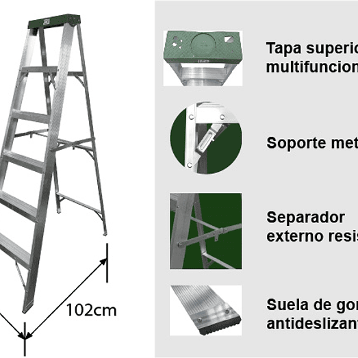 ESCALERA TIJERA ALUMINIO 6 PELDAÑOS 6