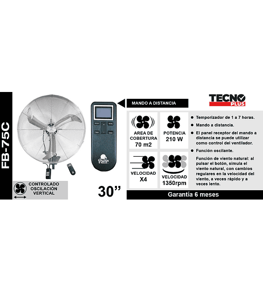 VENTILADOR INDUSTRIAL DE MURO 30” CON CONTROL REMOTO