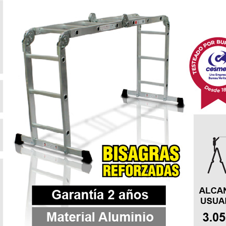 ESCALERA MULTIPROPOSITO ALUMINIO 12 PELDAÑOS 150 KG 8