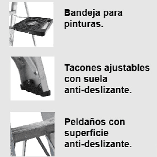 ESCALERA ALUMINIO TIJERA 5 PELDAÑOS 90 KG CUPRUM 4