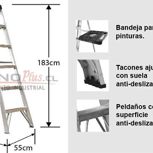 ESCALERA ALUMINIO TIJERA 1.83 M CAPACIDAD 90 KG CUPRUM 3