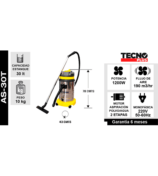 ASPIRADORA INDUSTRIAL POLVO AGUA 30 L SOIN