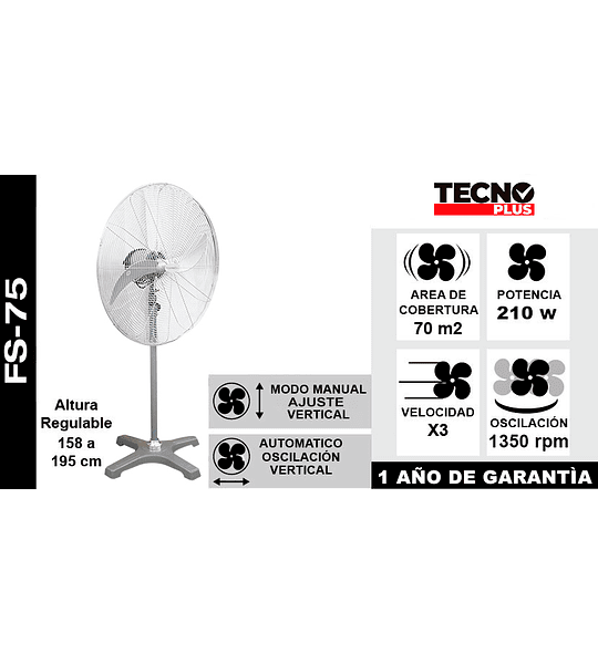 VENTILADOR DE PEDESTAL 30" TECNOPLUS