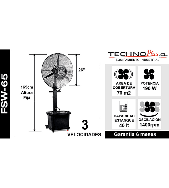 VENTILADOR DE PEDESTAL CON NEBULIZADOR 26" TECNOPLUS