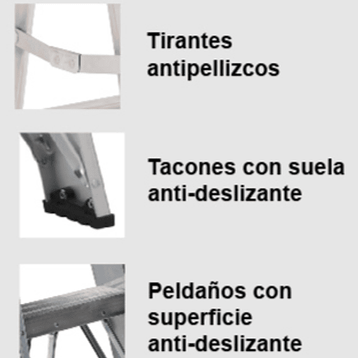 PISO ESCALERA ALUMINIO 3 PELDAÑOS 0.61 MTS CUPRUM 3