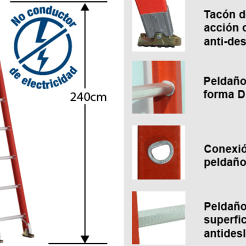 ESCALERA FIBRA VIDRIO RECTA 2.44 M CUPRUM 5