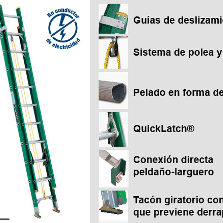 ESCALERA FIBRA VIDRIO TELESCOPICA 5.19 MTS CUPRUM 3