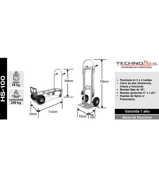 CARRO ALUMINIO DUAL CORTO 250 KG