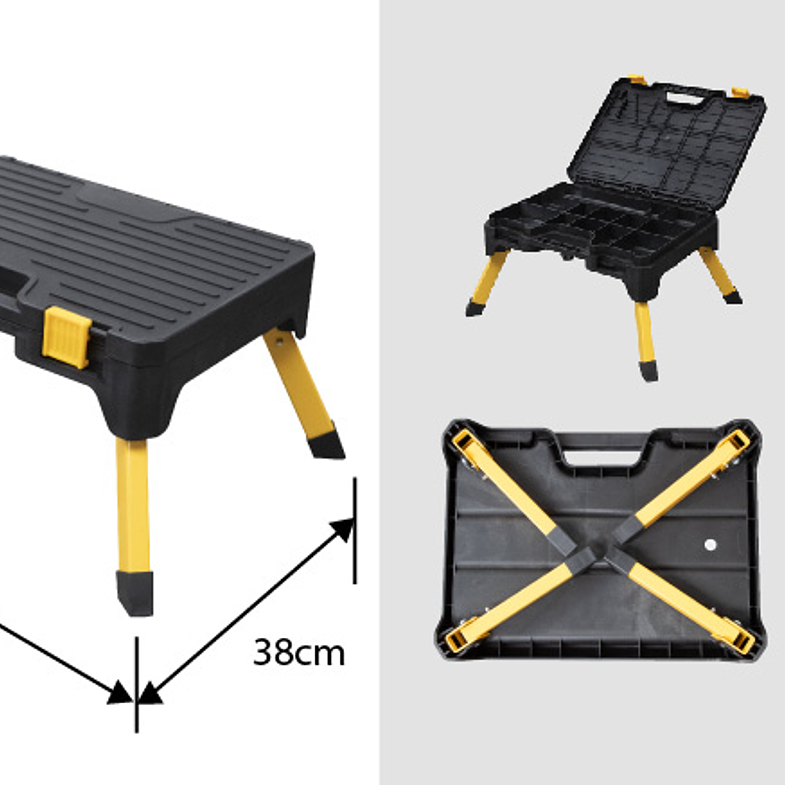 PLATAFORMA DE TRABAJO PLEGABLE CON CAJA DE HERRAMIENTAS 9