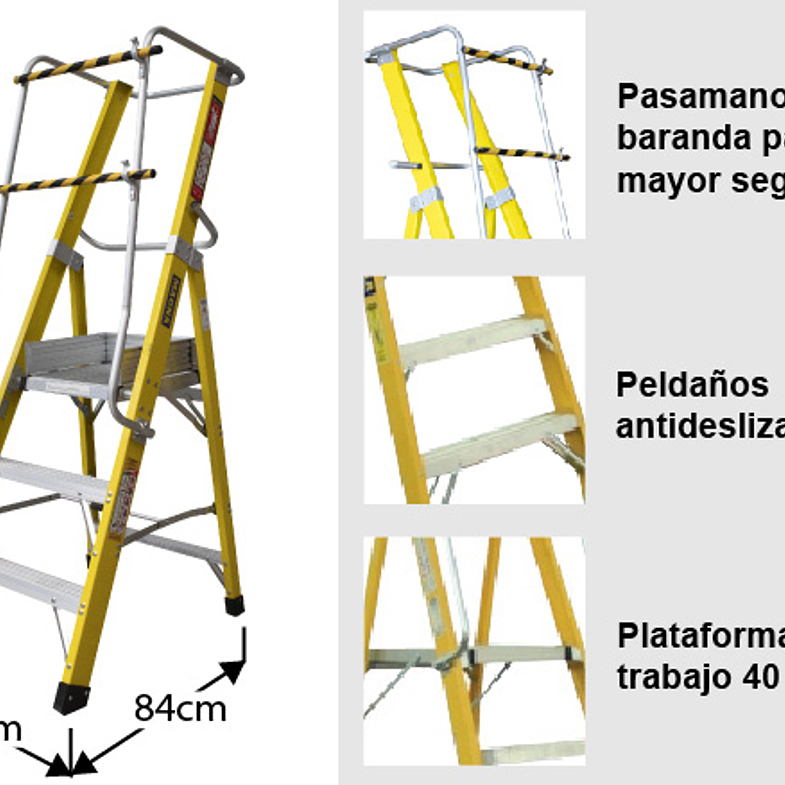 ESCALERA DE PLATAFORMA FIBRA DE VIDRIO 3 PELDAÑOS - 150 kg 5