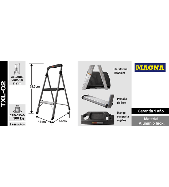 PISO ESCALERA INDUSTRIAL 2 NIVELES CON BARANDA DE APOYO