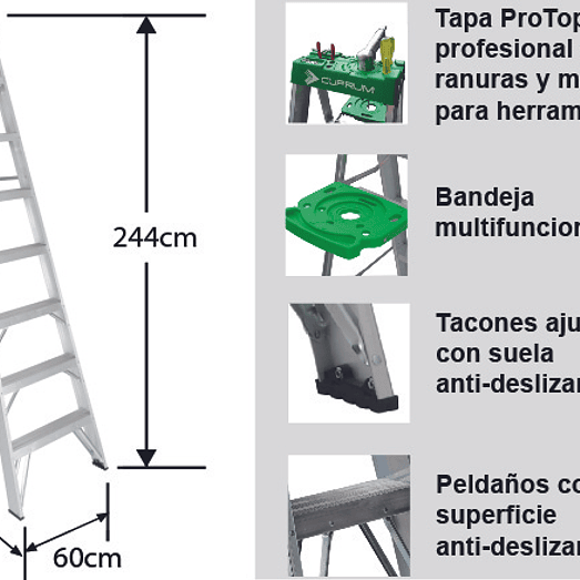 ESCALERA ALUMINIO TIJERA 8 PELDAÑOS 2.44 M. CUPRUM 5