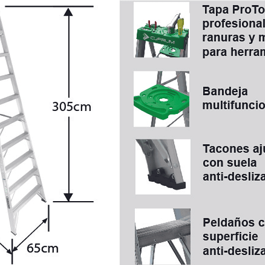 ESCALERA ALUMINIO TIJERA 10 PELDAÑOS 3.05 M. CUPRUM 4