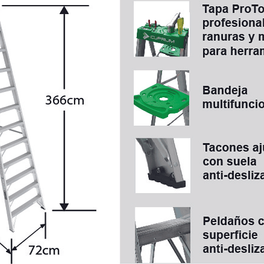 ESCALERA ALUMINIO TIJERA 12 PELDAÑOS CUPRUM 2