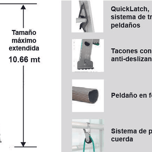 ESC. EXTENSION ALUMINIO 40 PELDAÑOS 10.66M 6