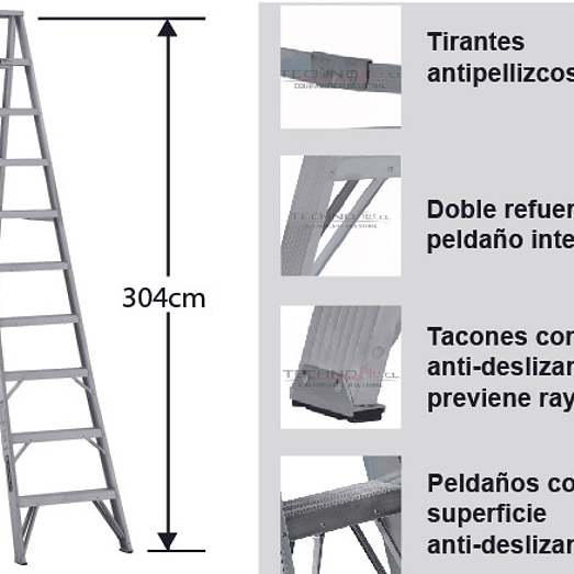 ESCALERA ALUMINIO TIJERA DOBLE ACCESO 10 PELDAÑOS 3