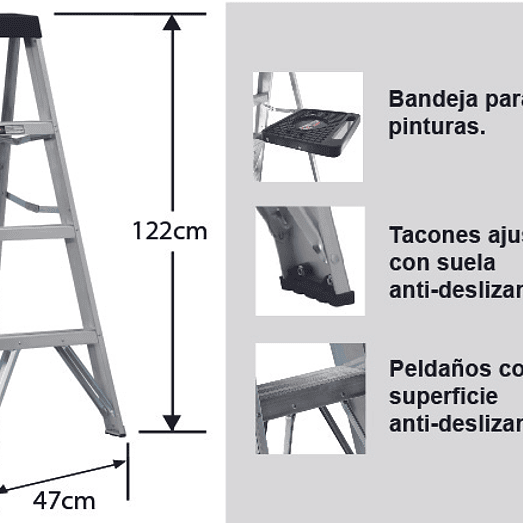 ESCALERA ALUMINIO TIJERA 1.22 M 4 PELDAÑOS CUPRUM 3
