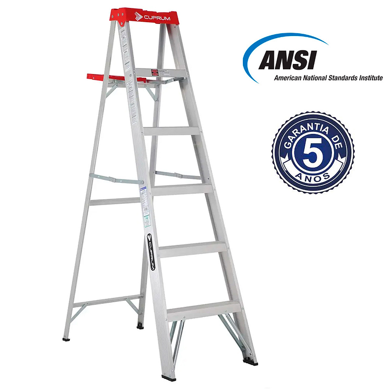 ESCALERA DE ALUMINIO TIJERA 6 PELDAÑOS 150 KILOS CUPRUM 2