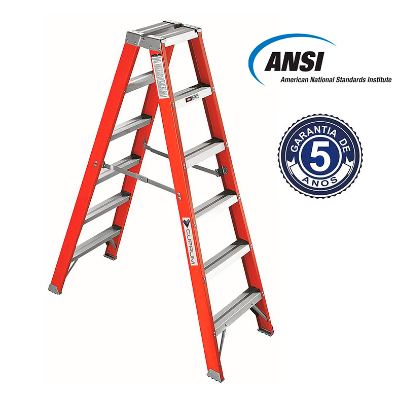 ESCALERA FIBRA VIDRIO TIJERA DOBLE ACCESO 6 PELDAÑOS CUPRUM 2