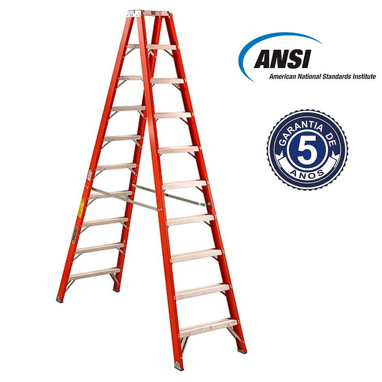 ESCALERA FIBRA VIDRIO TIJERA DOBLE ACCESO 10 PELDAÑOS CUPRUM 2