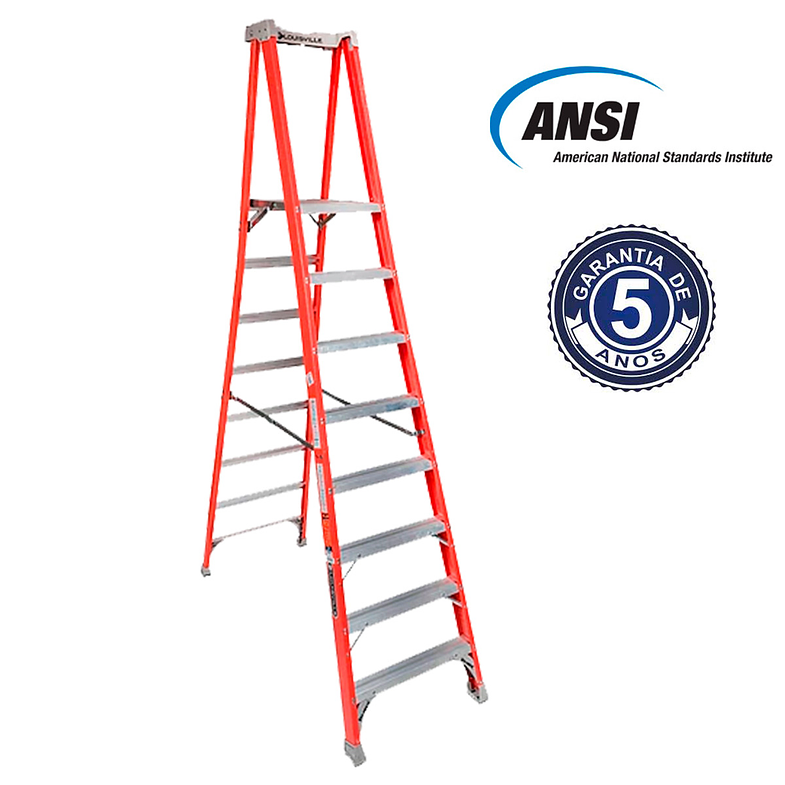 ESCALERA FIBRA VIDRIO TIJERA PLATAFORMA 8 PELDAÑOS CUPRUM 2