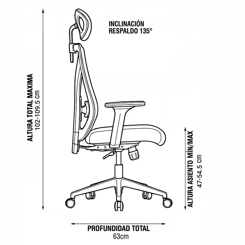 SILLA GERENCIAL ERGONÓMICA BASE NYLON 6