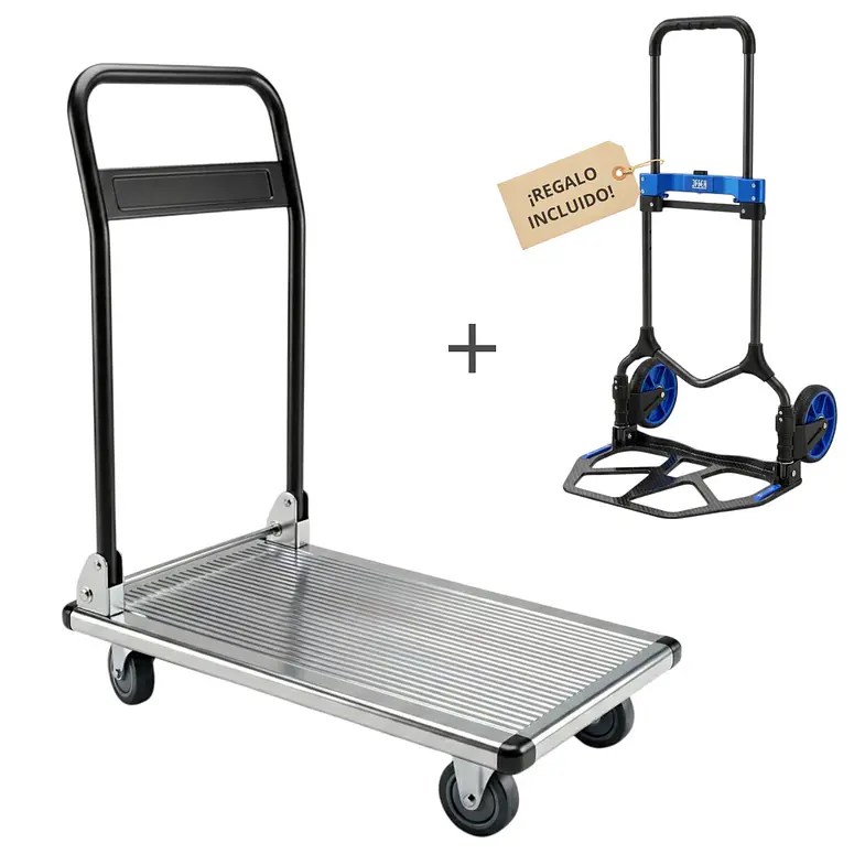 KIT CARRO DE ALUMINIO PLATAFORMA + CARRO PLEGABLE GRATIS 1