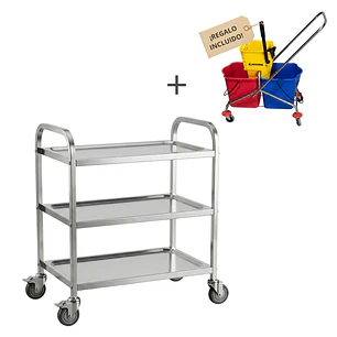 KIT INDUSTRIAL: CARRO ACERO INOXIDABLE + CARRO ESTRUJADOR 40L GRATIS