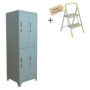 KIT SEGURIDAD Y ORDEN: LOCKER 2 CUERPOS (4 CASILLEROS) + PISO ESCALERA CUPRUM GRATIS