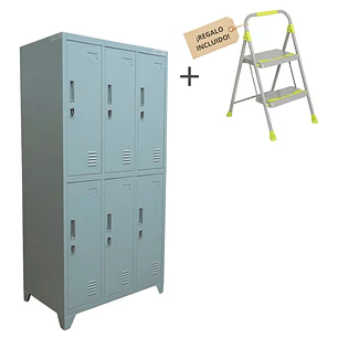 KIT MAX SEGURIDAD: LOCKER 3 CUERPOS (6 CASILLEROS) + PISO ESCALERA CUPRUM GRATIS