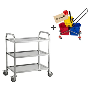 KIT INDUSTRIAL: CARRO ACERO INOXIDABLE + CARRO ESTRUJADOR 40L GRATIS